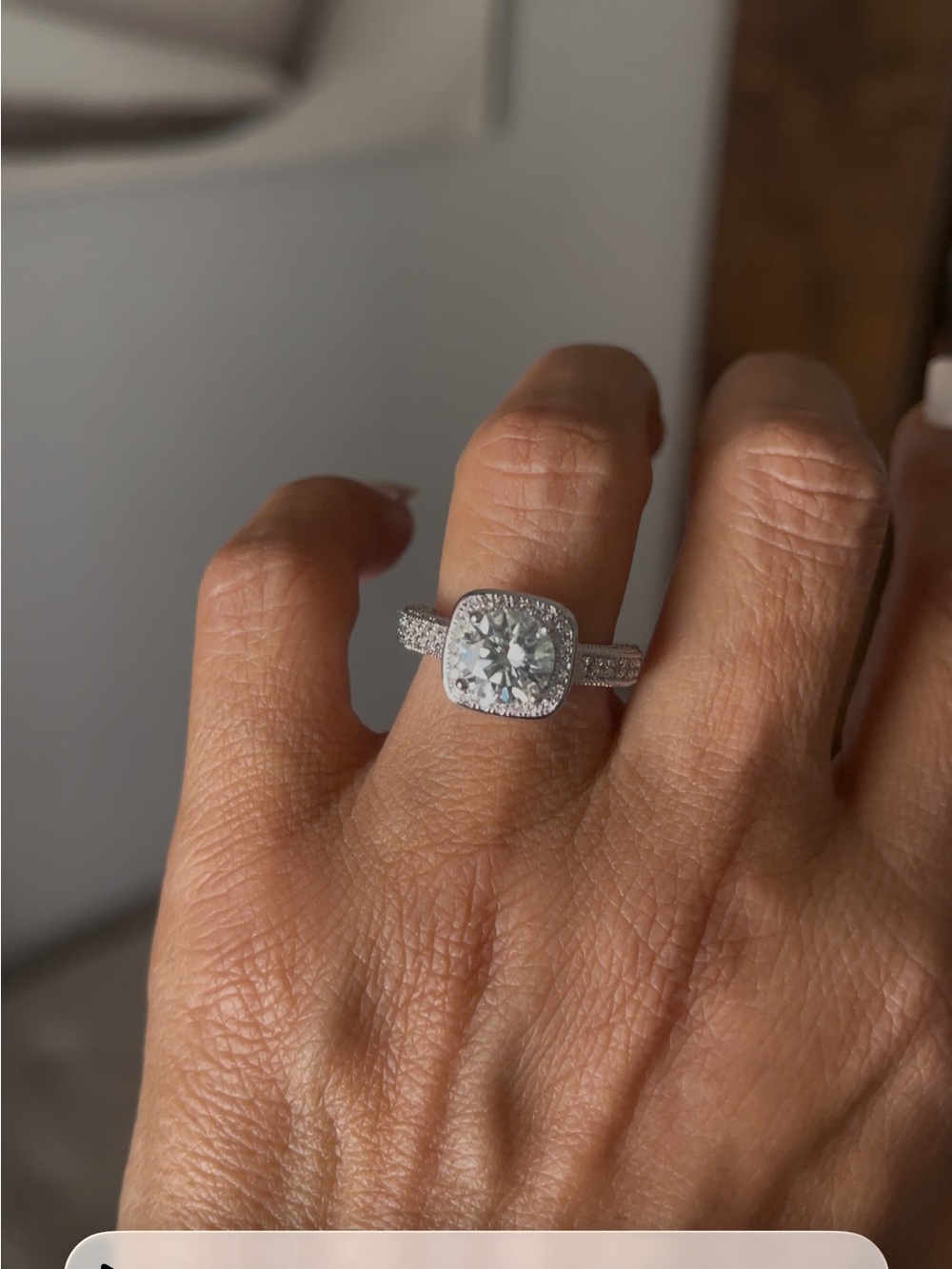Classic Cushion Halo Solitaire Engagement Ring - White